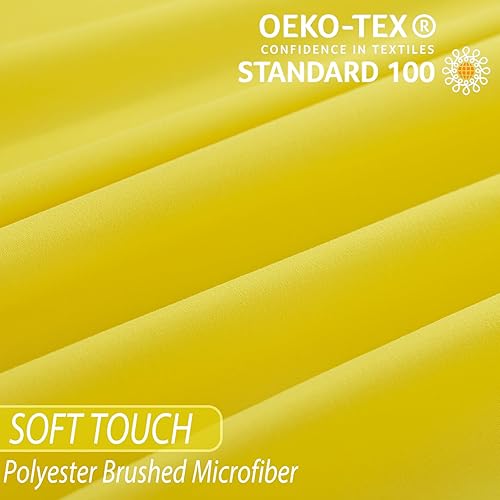 Miniatura 5 de Whitney Home Textile Juego de sábanas de color amarillo brillante, sábanas de microfibra suave transpirable de 16 pulgadas, bolsillo extra profundo,