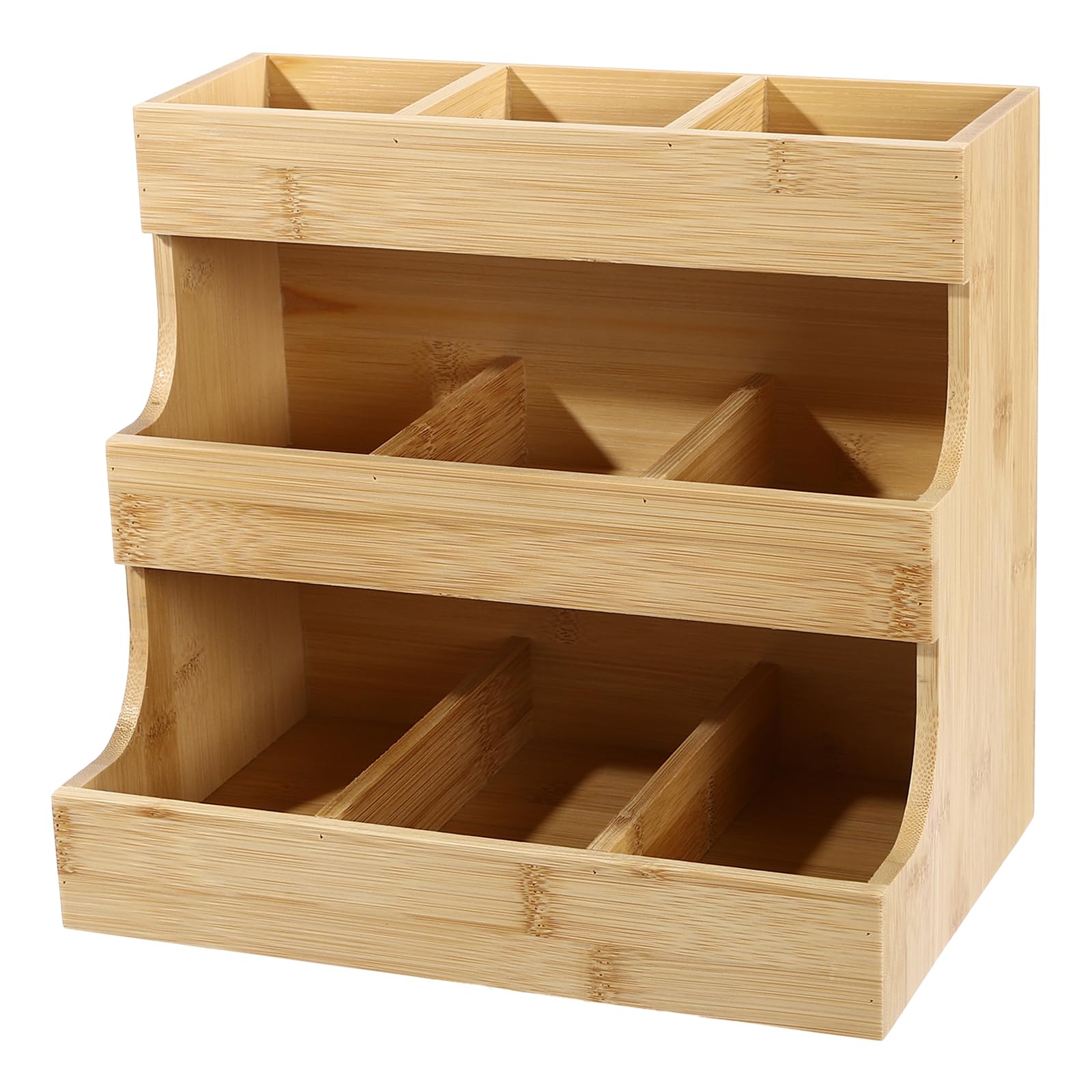 Organizer per bustine da tè, in bambù, con 3 livelli, per 9 scomparti, per caffè e bustine da tè, organizzatore per casa, ufficio, caffetteria o sala da tè