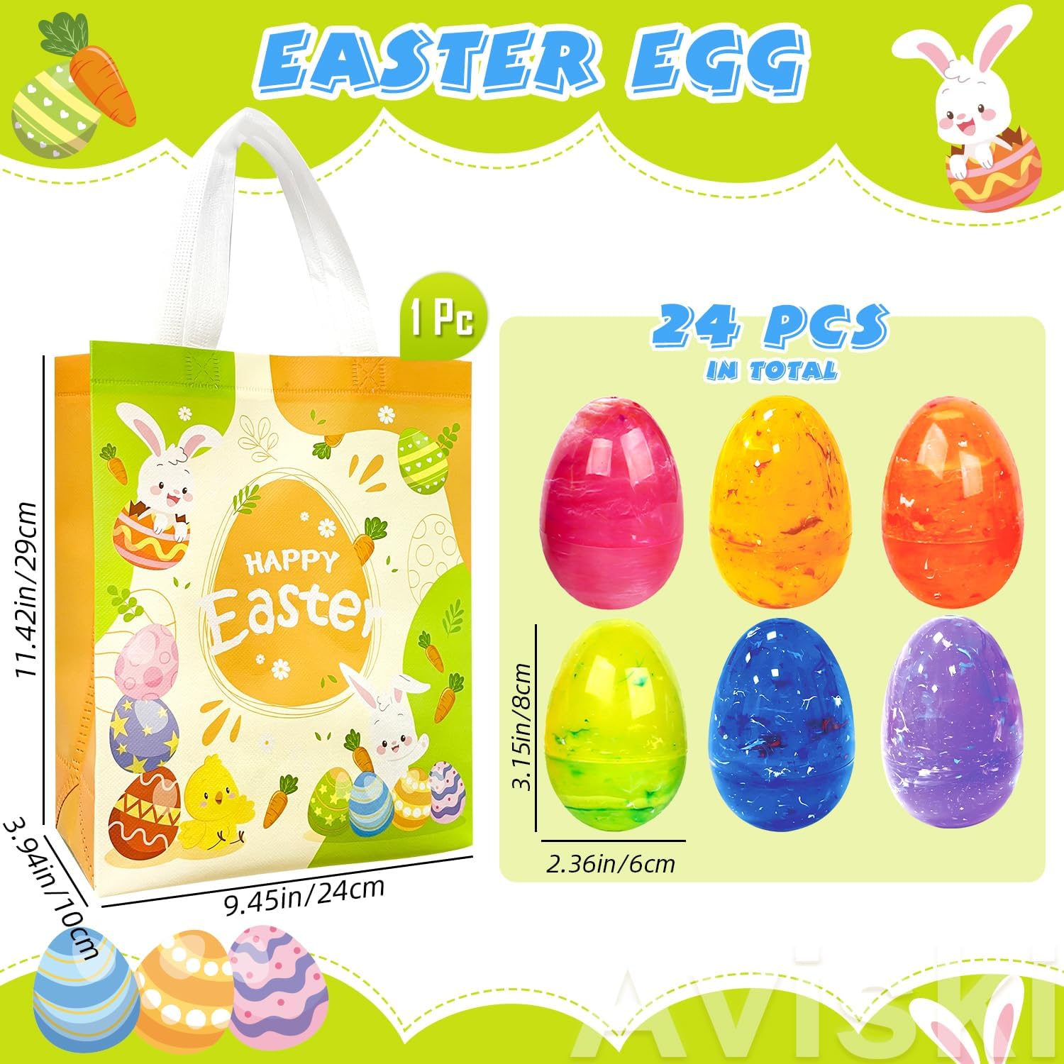 Aviski 24Pcs 3.15'' Painted Jumbo Large Iridescent Marble Easter Eggs for Kids Basket Bag Stuffers Fillers, Easter Hunt Game, Toys Filling Treats and Easter Theme Party Favor
