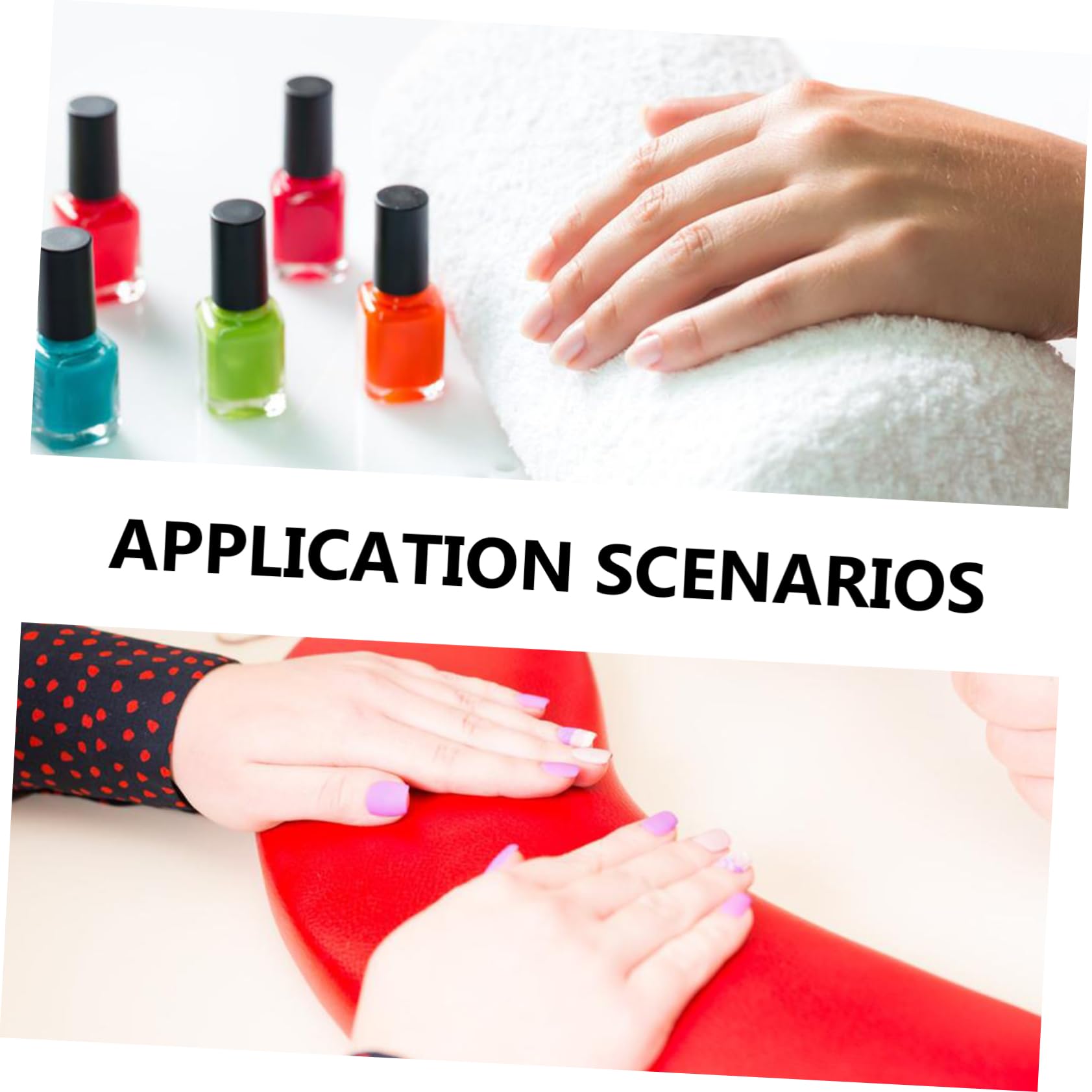 Cuscino Poggiamani per Nail Art 2 Pezzi in Pelle Pu Nero | Superficie Lavabile, Supporto Stabile per Manicure, Formato Rettangolare Compatto