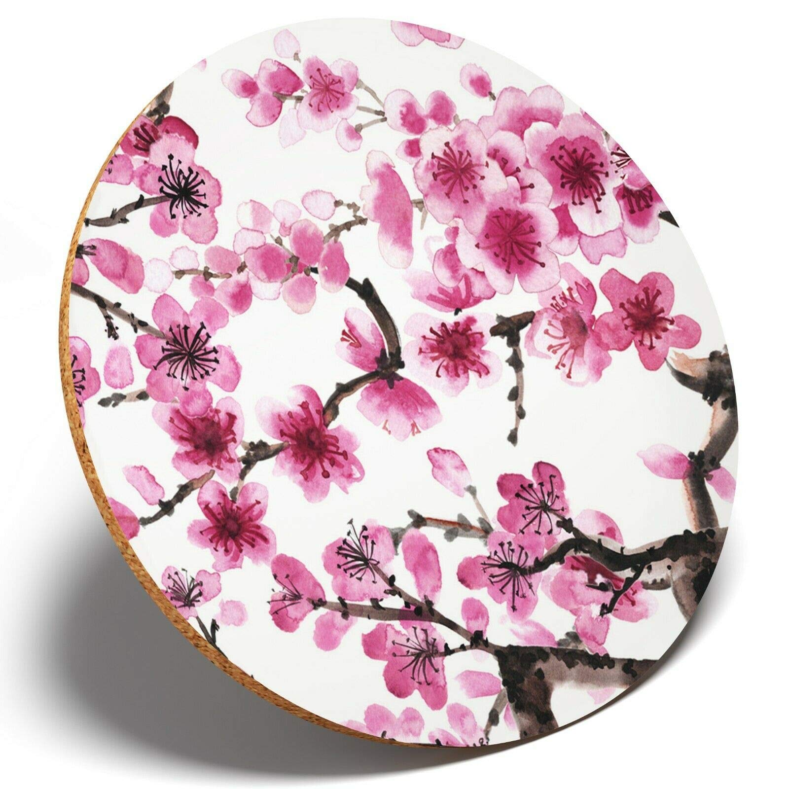 Destination Vinyl Coasters Multicolor 1 X Pretty Cherry Blossom - Round Coaster Kitchen Student Kids #8719