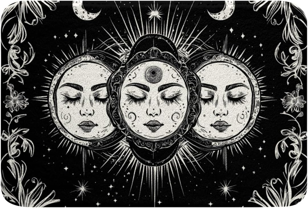 Feelyou Sun Moon Doormats Floor Mat 20"x32" Boho Exotic Bath Mats for Bathroom Boys Girls Teens Psychedelic Popular Mystic Bath Rugs for Shower Tub Non-slip Bohemian Bathroom Accossories Galaxy Floral