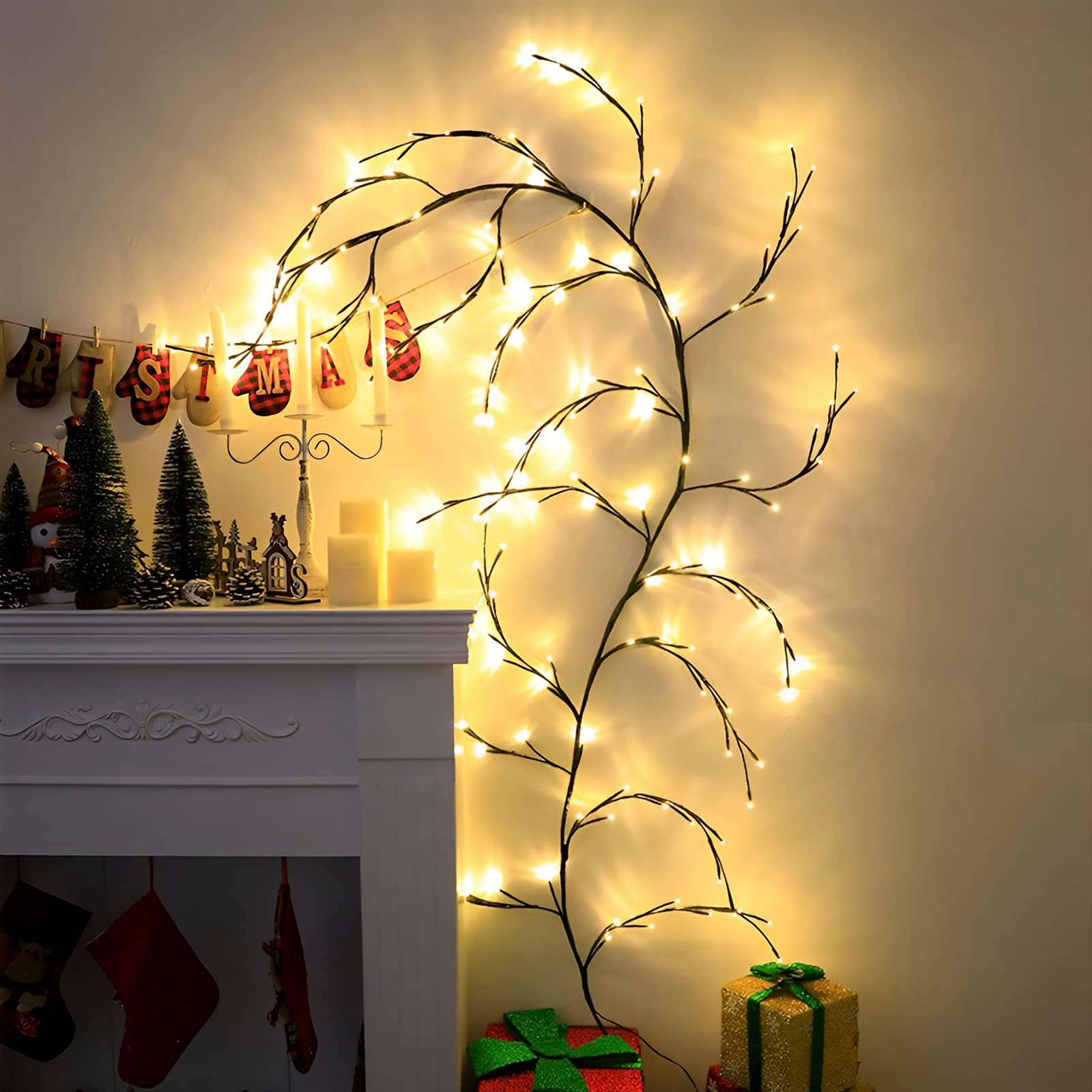 Ghopy Willow Tree Vine Lights for Room Decor, 7.55ft 144 LEDs Bendable