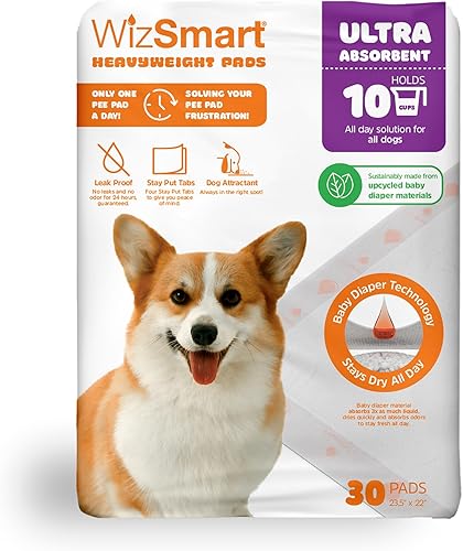 WizSmart Earth Friendly - Almohadillas de entrenamiento para perros y cachorros secado rápido absorbente y libre de olores con pestañas permanentes WizSmart Earth Friendly - Almohadillas de entrenamiento para perros y cachorros secado rápido absorbente y libre de olores con pestañas permanentes