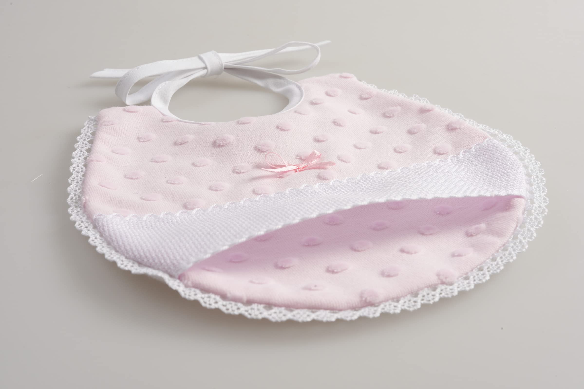 Bavoir De Cérémonie Bébé Coton Blanc Avec Aida à Broder – Dentelle Et Satin, 100 % Made In Italy, Baptême
