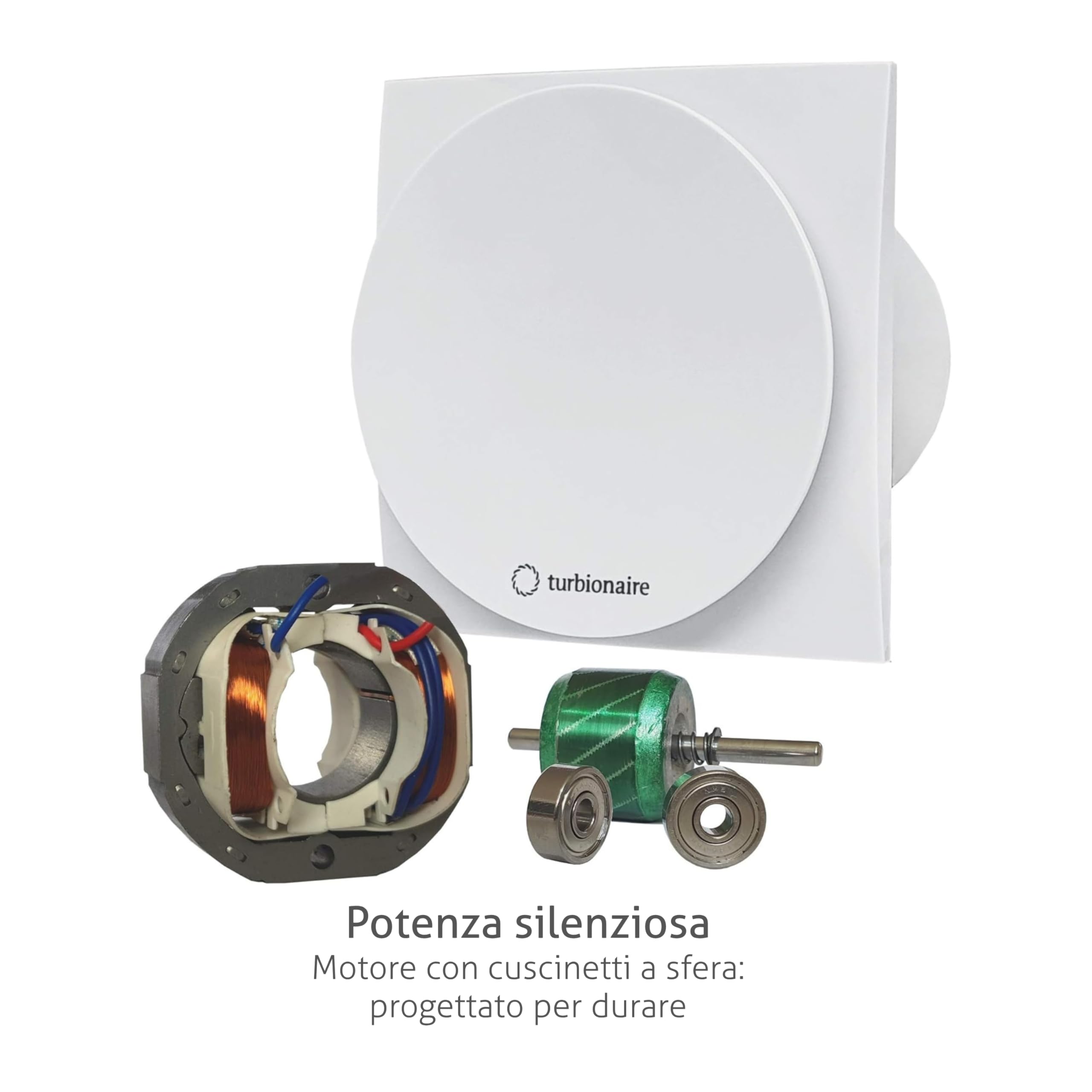 Turbionaire MIO 100 LL-TW Aspiratore da bagno100 mm con Timer, Motore con Cuscinetti a Sfere, Valvola di Non Ritorno, Protezione IPX4, Silenzioso, Ideale per uso uso intensivo, Bianco