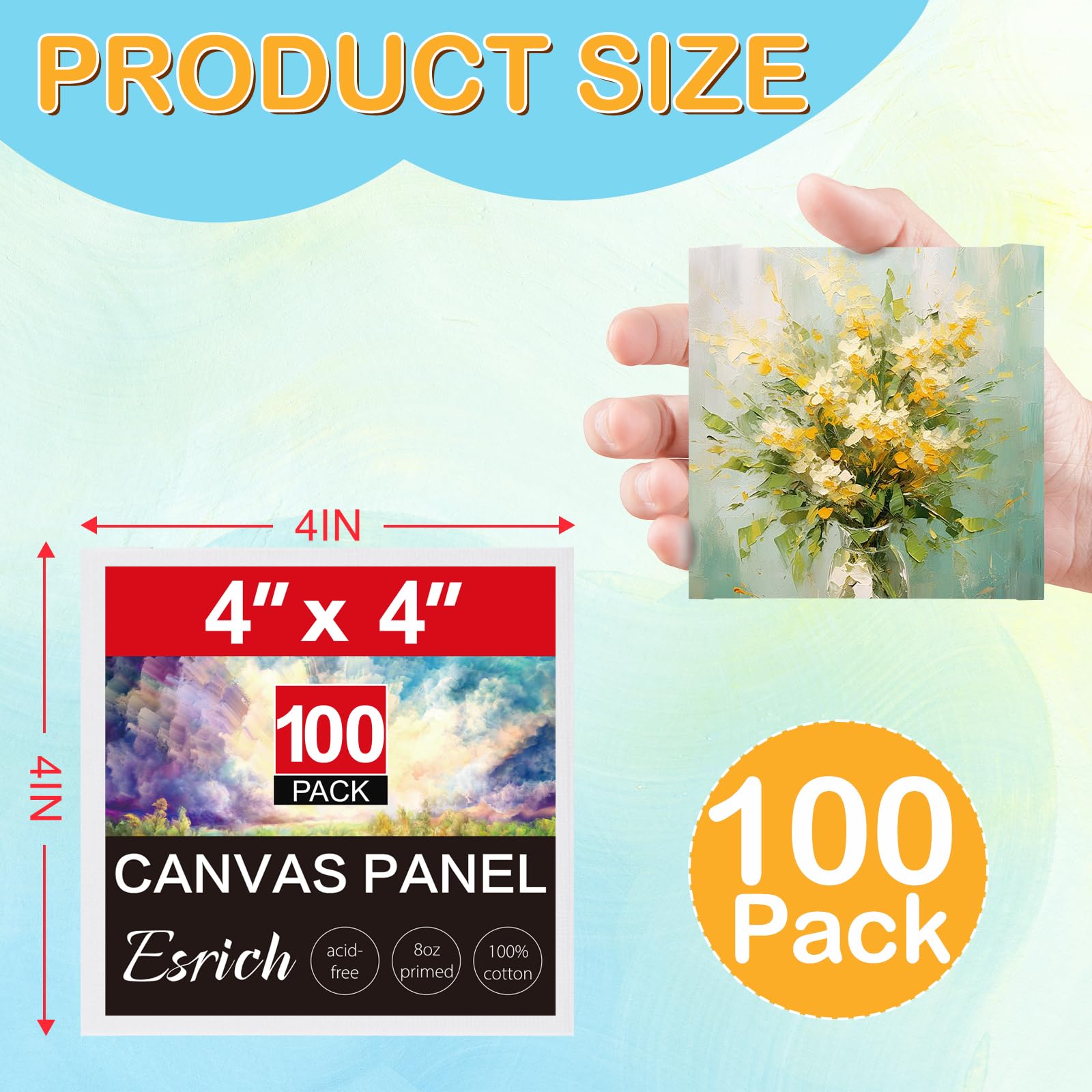 Snapklik.com : Canvas Boards For Painting, 100 Pack Canvases For ...