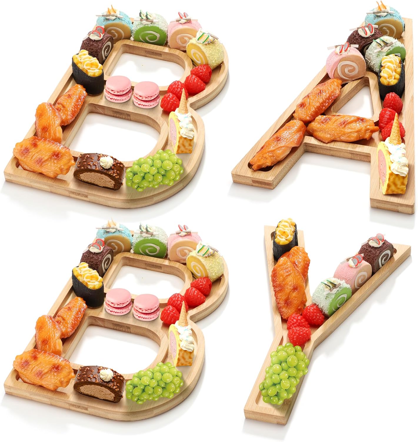 4 pcs 12-inch Baby be fillable with Deli Letter Trays Baby charcuterie Board Letters,Wooden charcuterie Board Wood Baby Tray Baby charcuterie Board Letters