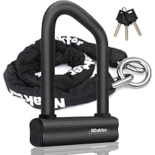 NDakter Motorcycle Chain Locks, Heavy Duty Anti Theft - 18mm Shackle, 4FT x 10mm Thickness Security Chain, Bike U Lock with 3 Keys for Ebike, Escooter, Moped and Gate