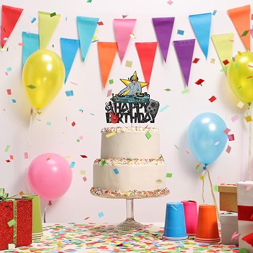 Miniatura 5 de Decoración para tartas de cumpleaños de disco DJ, estilo rock, decoración para tartas de cumpleaños para niños y adultos, letrero de DJ, suministros
