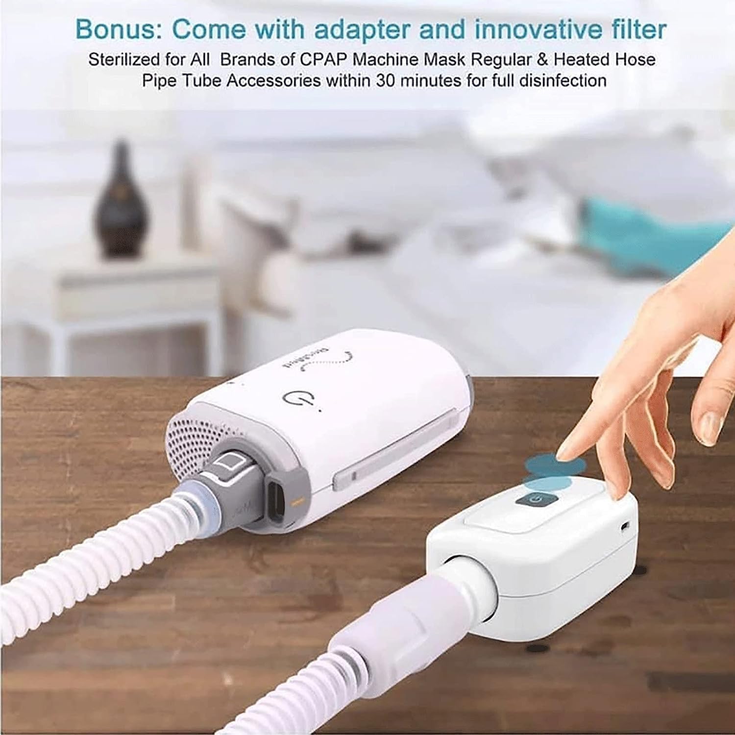 Limpiador Y Esterilizador CPAP, Máquina De Limpieza CPAP Profesional For Mascarilla CPAP, Herramienta De Desinfección Y Desinfección De Respiradores con Ozono Y Adaptador