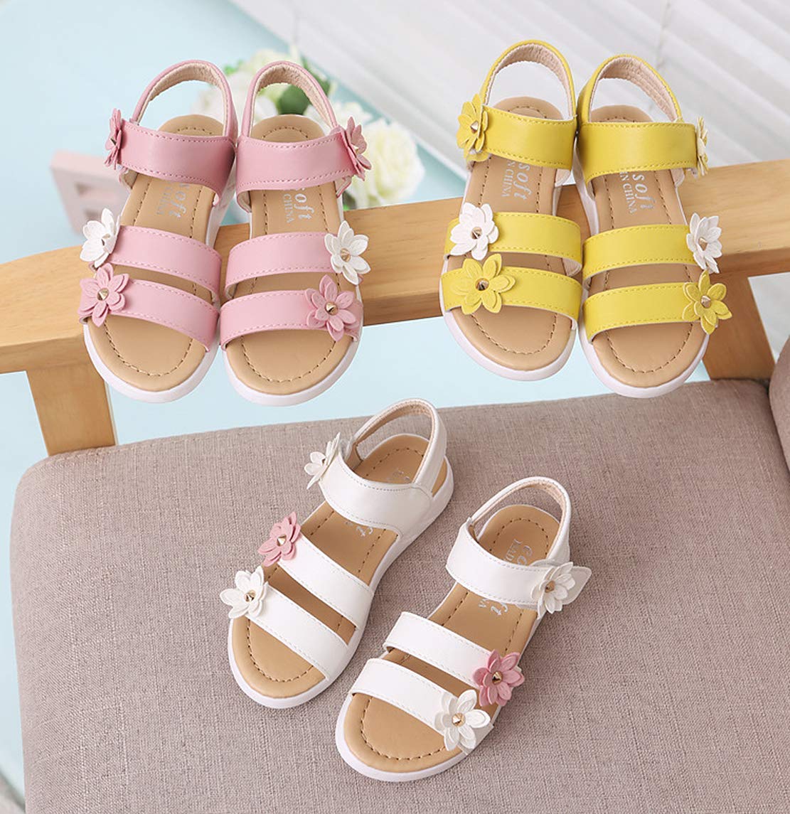 Sandales Mädchen Sandalen Sommer Leder Blumen für Kleinkind Mädchen