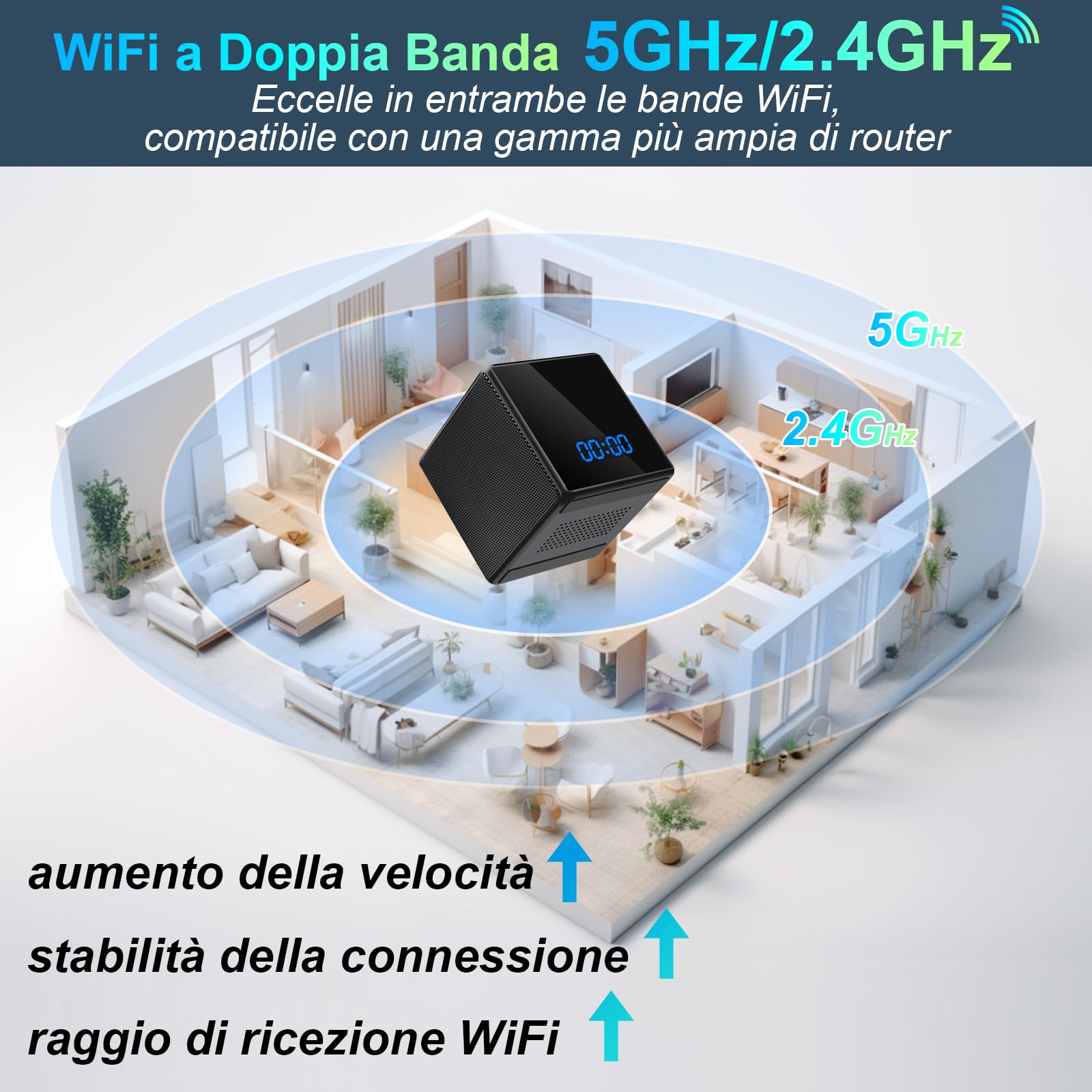 UYIKOO Telecamera Spia WiFi 5G, Mini Telecamera Nascosta Orologio Senza Fili 120°, 1080P HD Microcamere Videocamera Altoparlante Spy Cam Videocamera di Sicurezza con Visione Notturna Rilevamento