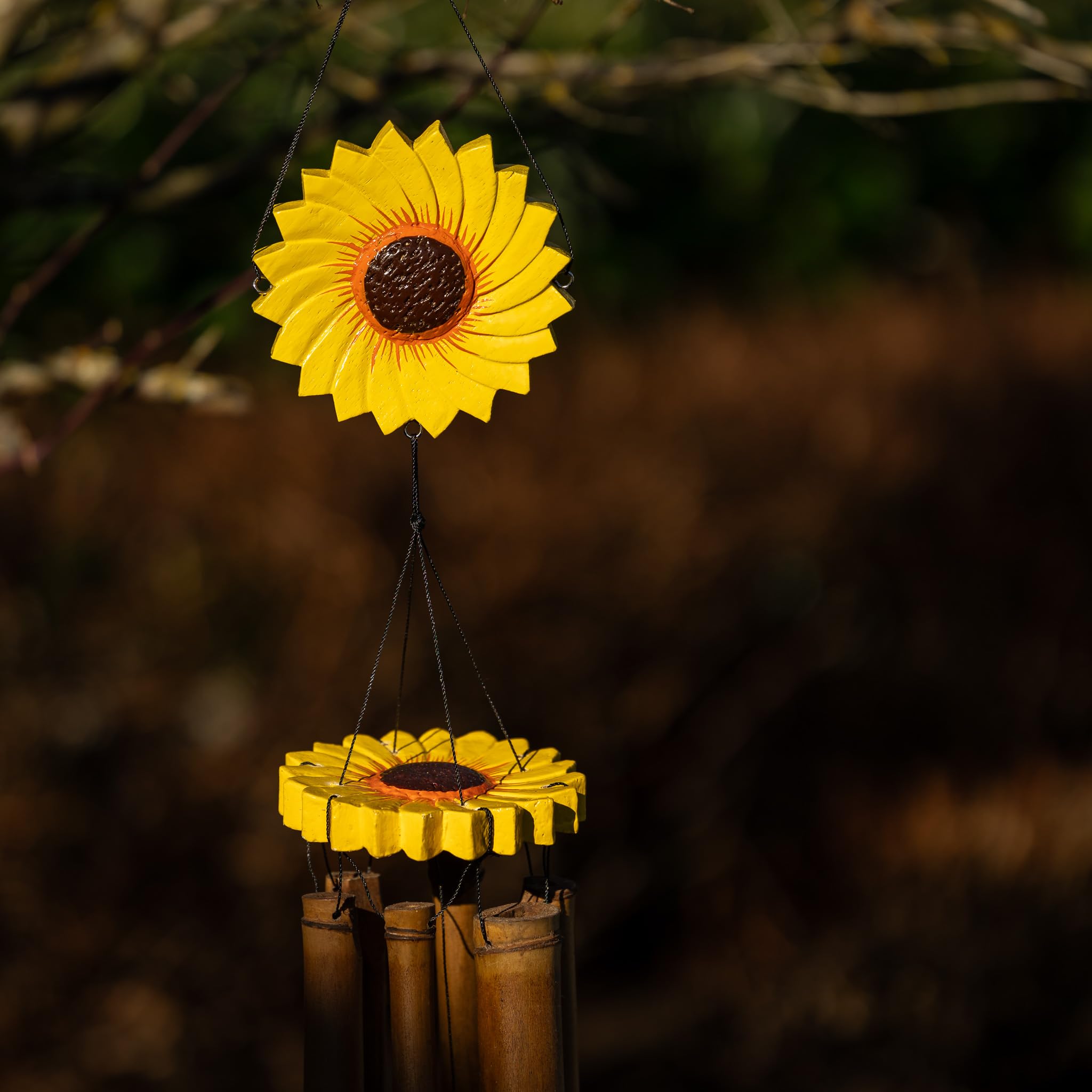 Cohasset Gifts 149 Cohasset Carillon éolien en Bambou Motif Tournesol Jaune Vif