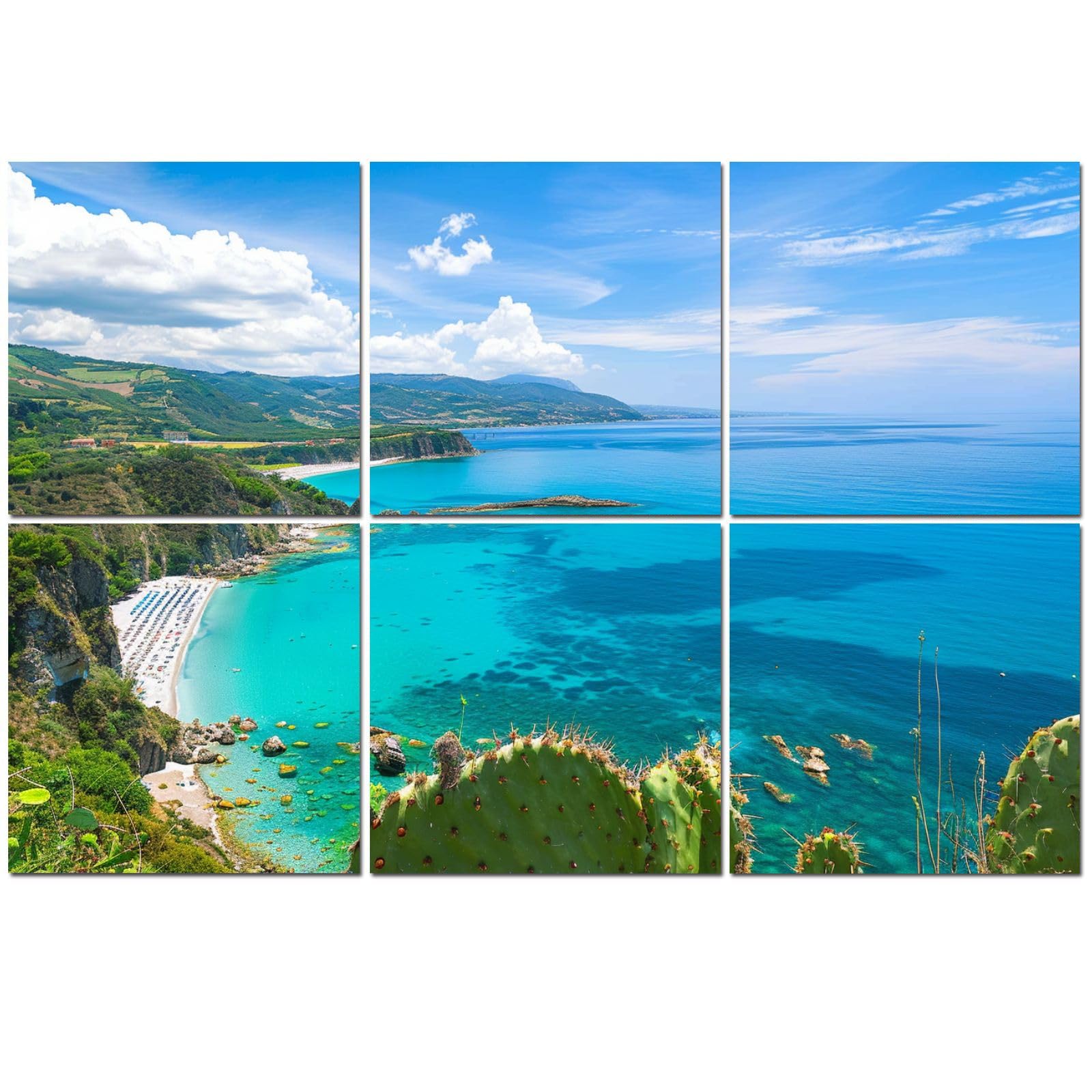 6 Pack Acoustic Wall Panels Sound Absorbing Wall Art acoustic foam Cape Capo Vaticano aerial view from cliffs Calabria Southern 72"x48" Sound Proofing Panels for walls Decorative Noise Dampening