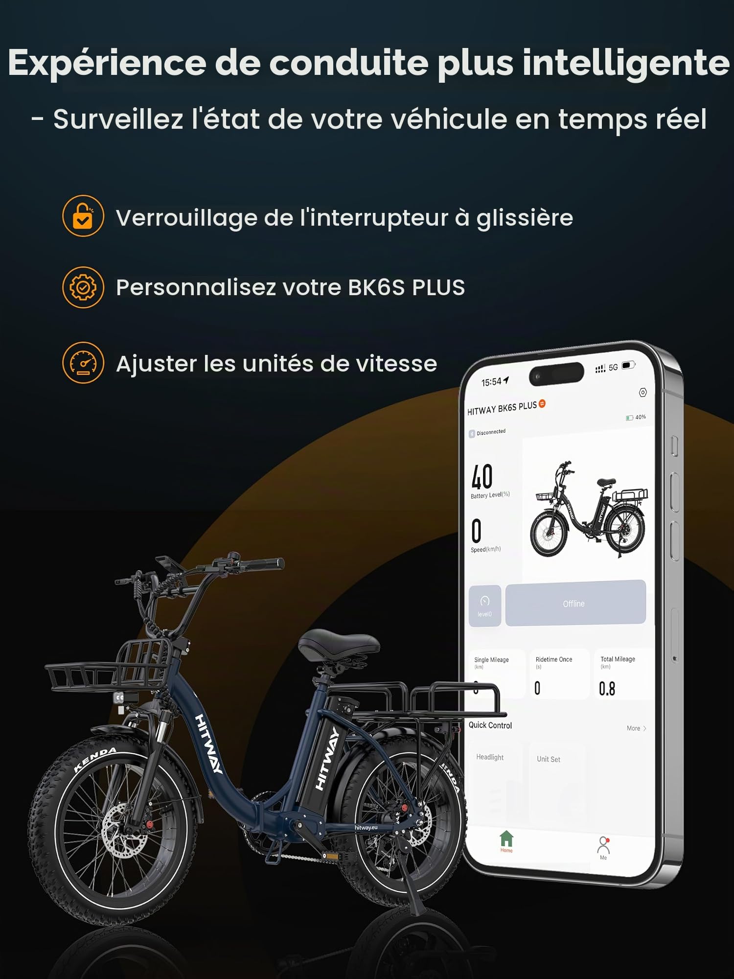 HITWAY Vélo Électrique, VAE 20" Fat Bike avec Batterie 48V 27Ah et Autonomie de 110–150 km, EBike de Ville avec Double Panier de Transport, Moteur 250W, 25 km/h, Transmission 7 Vitesses-BK6S Plus | Batterie 48V 27Ah, pneus Fat Tire 20", freins hydraulique