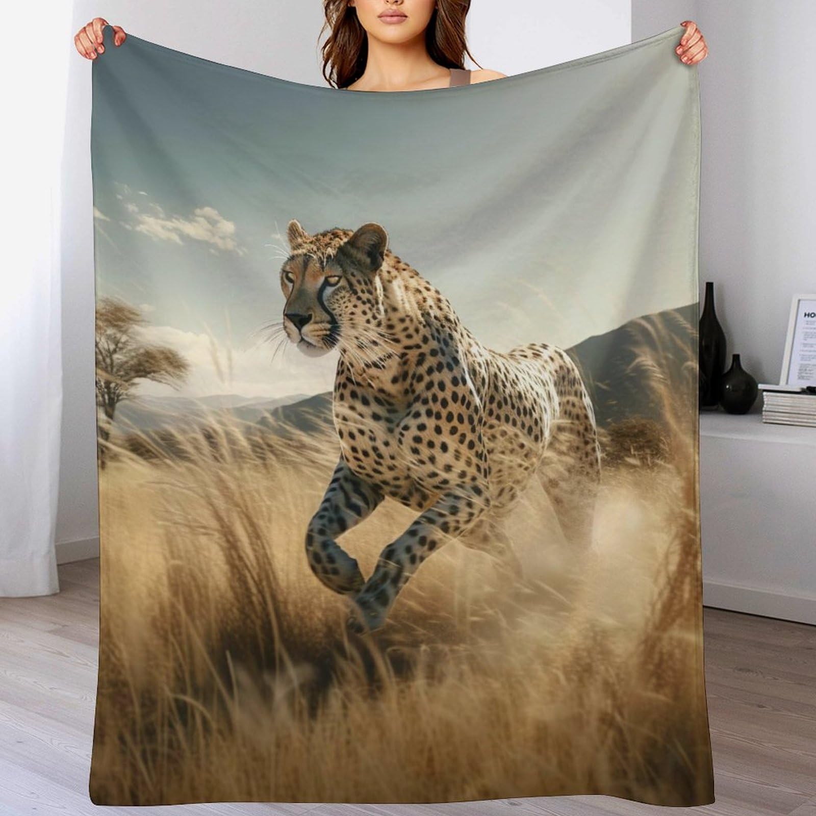 Couverture léopard en flannel premium au toucher moelleux pour lit et canapé
