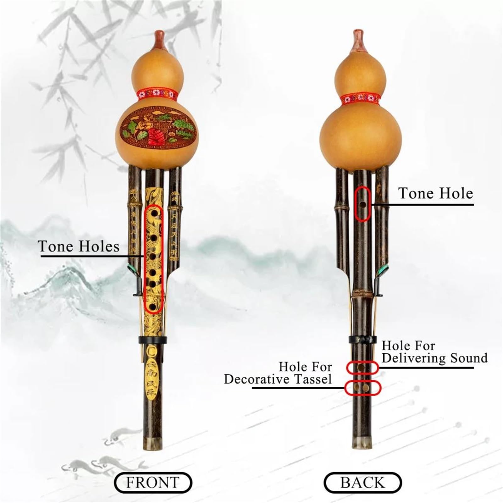Profesional Hulus Hermosa Flauta Tradicional China Música Hulusi C Flauta De Bambú Música Relajante Instrumento Étnico Chino Hulusi