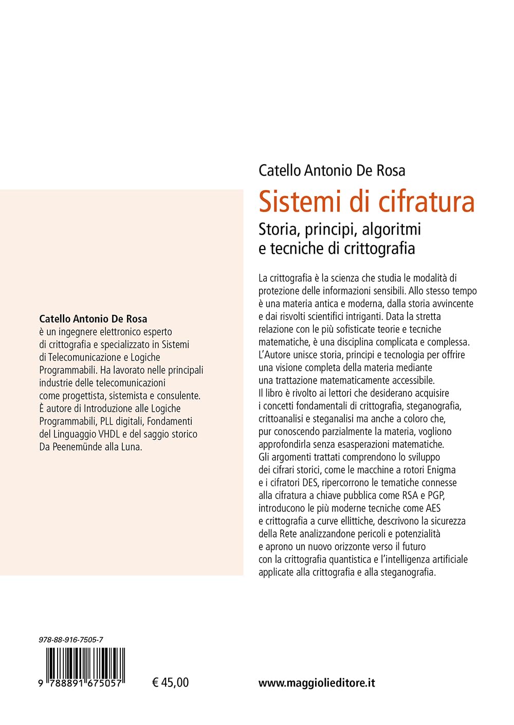 Sistemi di cifratura. Storia, principi, algoritmi e tecniche di crittografia