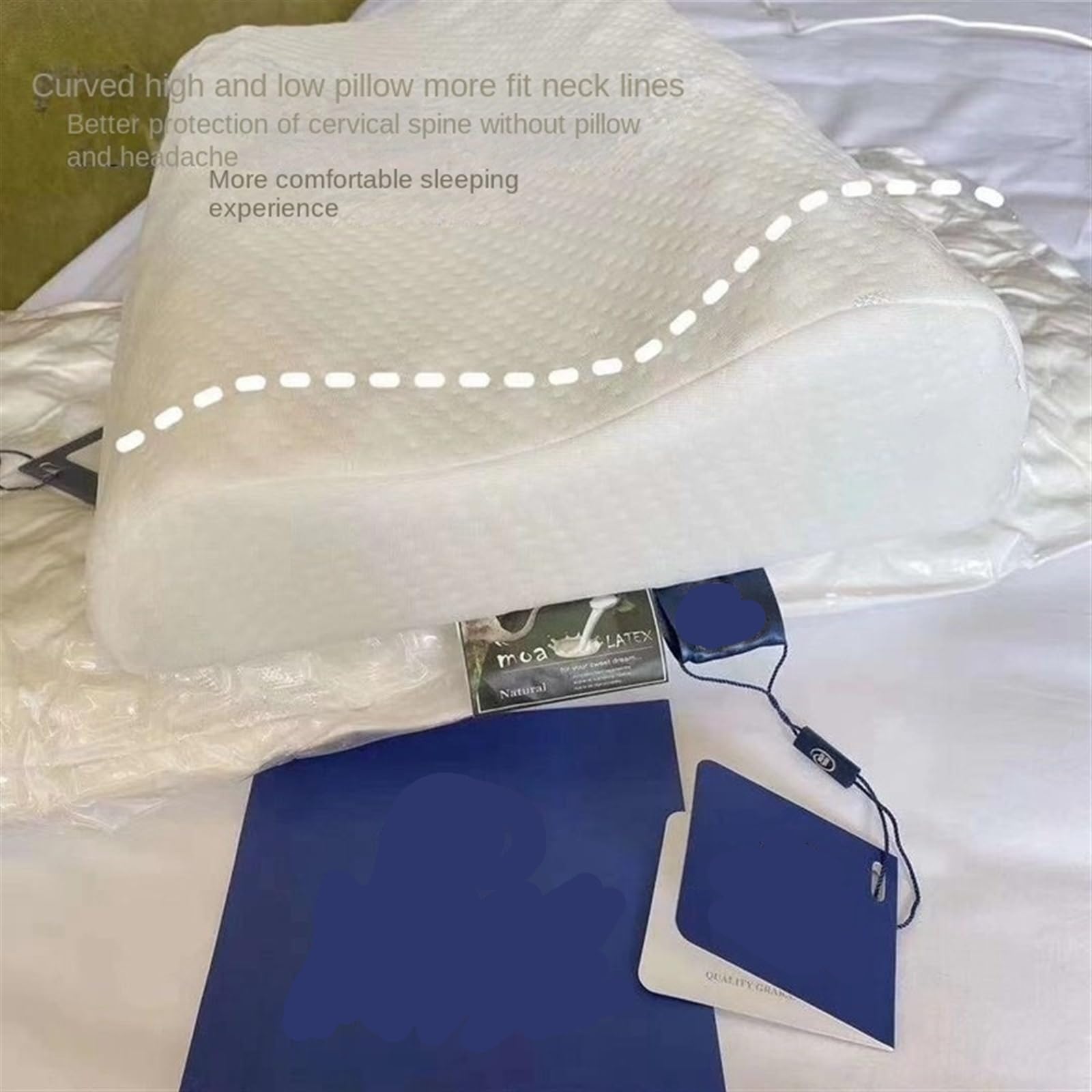 Oreiller en Latex Oreiller en Latex Oreiller en Latex Naturel Noyau de Massage Protection du Cou Oreiller en Latex Oreiller Ferme en Latex(55CM)
