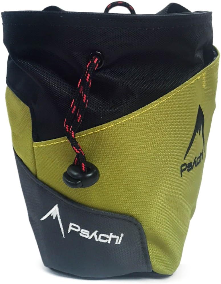 Psychi Premium Chalk Bag Starter Pack for Bouldering Rock Climbing with Waist Belt Chalk Ball
