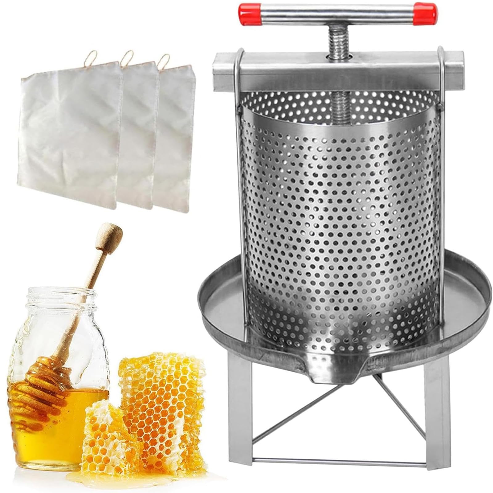 Centrifugadora De Miel Tangencial De Acero Inoxidable, Tamaño Panal, Apicultor, Accesorio Tangencial con Accionamiento Manual, Extractor De Miel De Acero Inoxidable