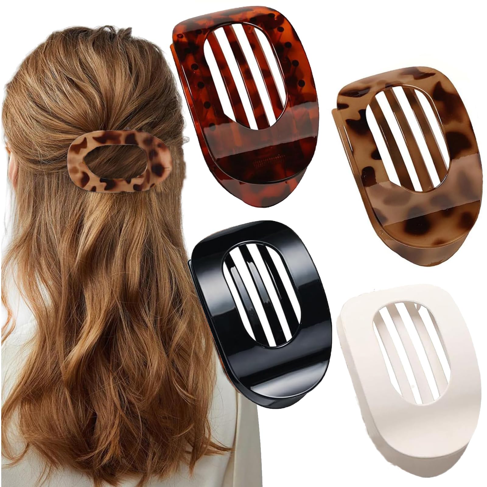 4 stücke Entenschnabel Haarspange, Neu Hair Clips,Einfach Elegante Entenschnabel Haarspange,Flach Sicherer Halt Innenzähne Haar Krallen Haarklammer für Mädchen Frauen Dickes Dünnes Haar (C)