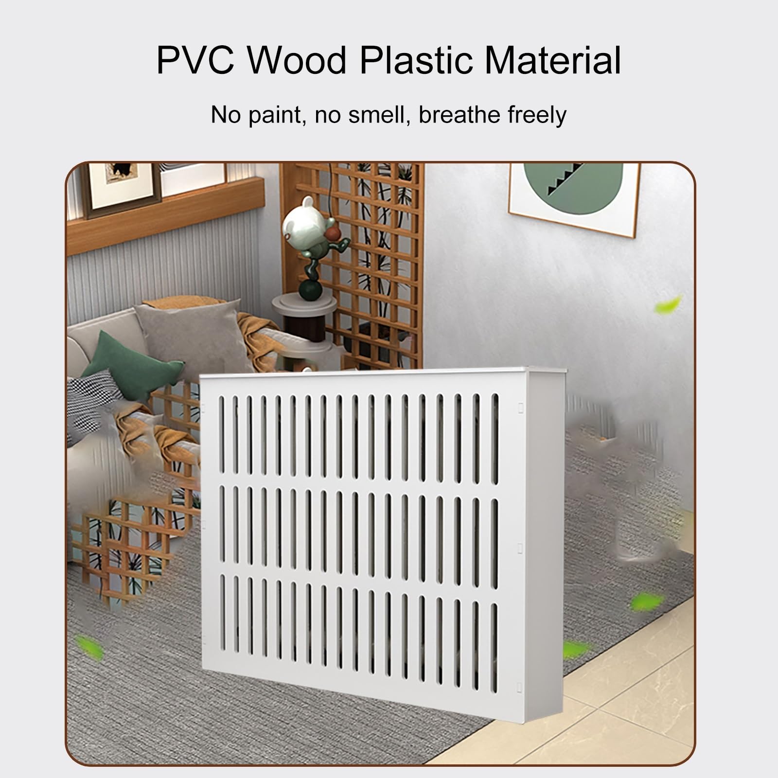 Generico Copritermosifone in PVC di Medie Dimensioni, mensola Decorativa per Riscaldamento, Elegante mobiletto portaoggetti per Soggiorno e Camera da Letto (60x60x25 cm / 23,6x23,6x9,8 Pollici)