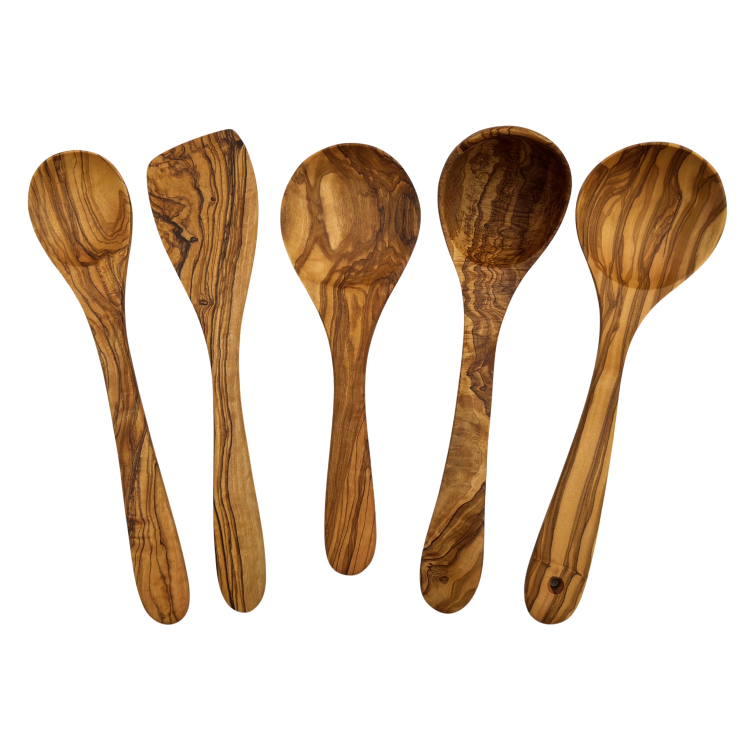 Kochbesteck Set „Solo Mix“ Olivenholz 5-teilig – vielseitige Küchenhelfer Holz – Hitzebeständig, langlebig, pfannenschonend & natürlich