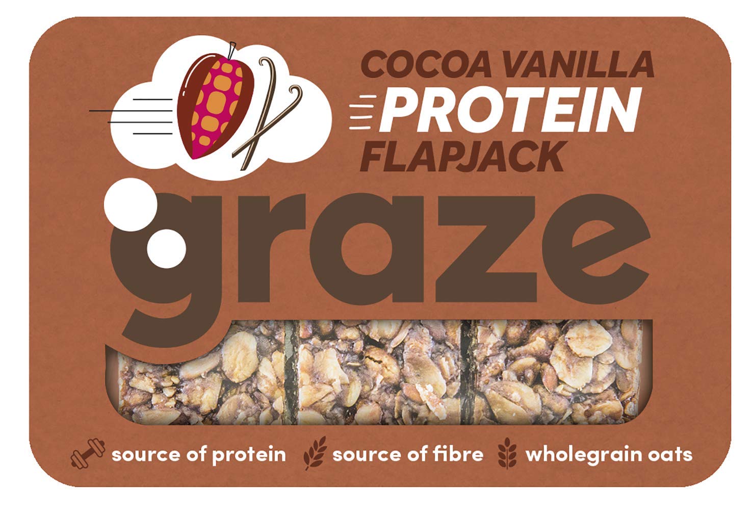 Graze - Flapjack di proteine al cacao e vaniglia (54 g x 9)