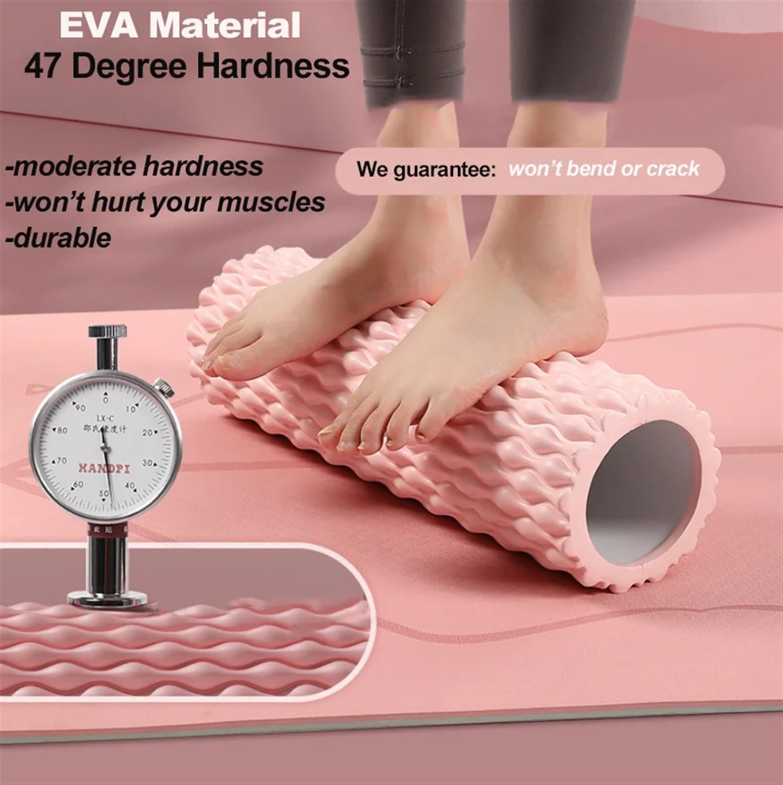 foam roller Rodillo De Espuma Yoga Puntos Masaje 3D Ejercicio Color Fantástico Alivio Del Dolor Relajación Muscular para Espalda Piernas y Yoga(Pink 45cm 13cm)