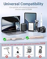 Vista 3 de BESTEK - Adaptador de viaje universal convertidor de voltaje de 100-220 V a 110 V de 250 W con carga USB de 6 A y 4 puertos, 3 tomas de CA