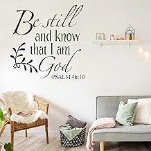 Be Still and Know That I am God Psalm 46:10 Wall Decal Christian Inspiring Bible Verse Quote Wall Stickers Vinyl Handwriting Art Letters Prayer Blessed Home Decor Wall Stickers
