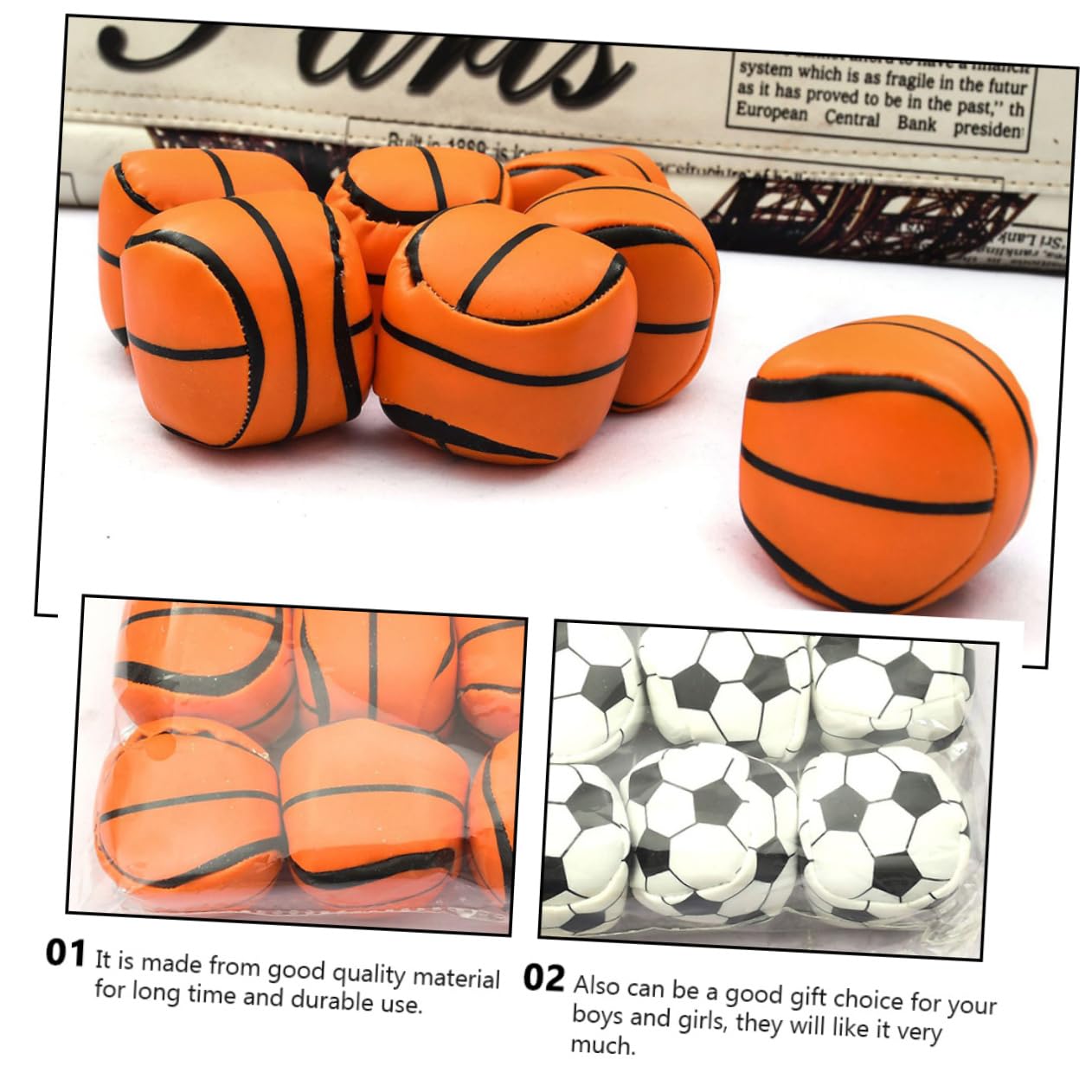 Totority Handmade Leather Basketball Sandbag Toy 12pcs Juggle for Boys and Girls Outdoor Play