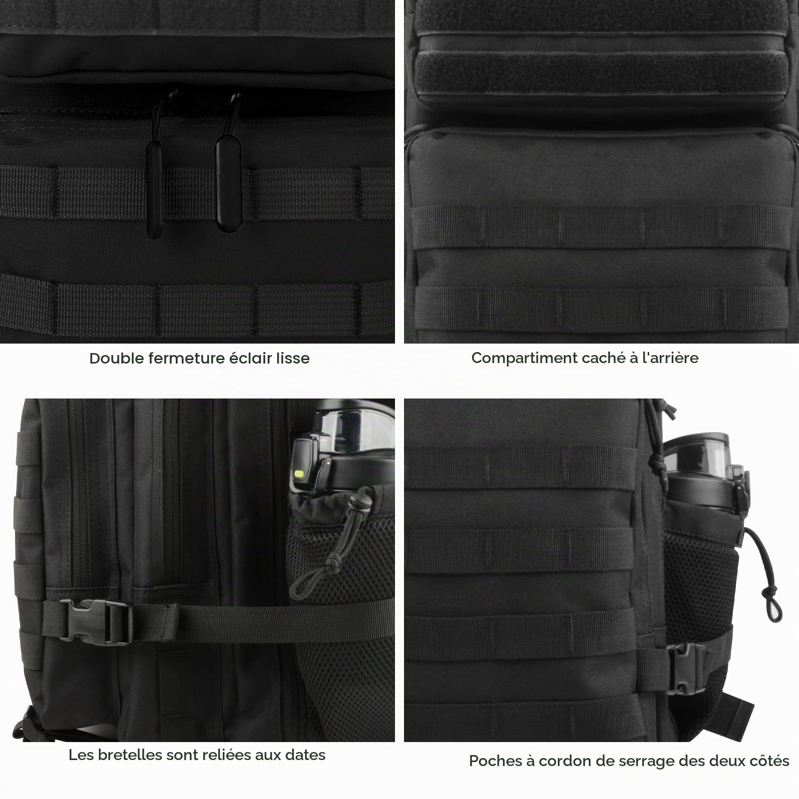 GKXLH Sac a dos Tactique - Petit sac à dos militaire pour hommes femmes, Sac à dos Tactique en tissu Oxford 900D, Petit sac tactique avec porte-bouteille pour la gym, la pêche, le transport quotidien