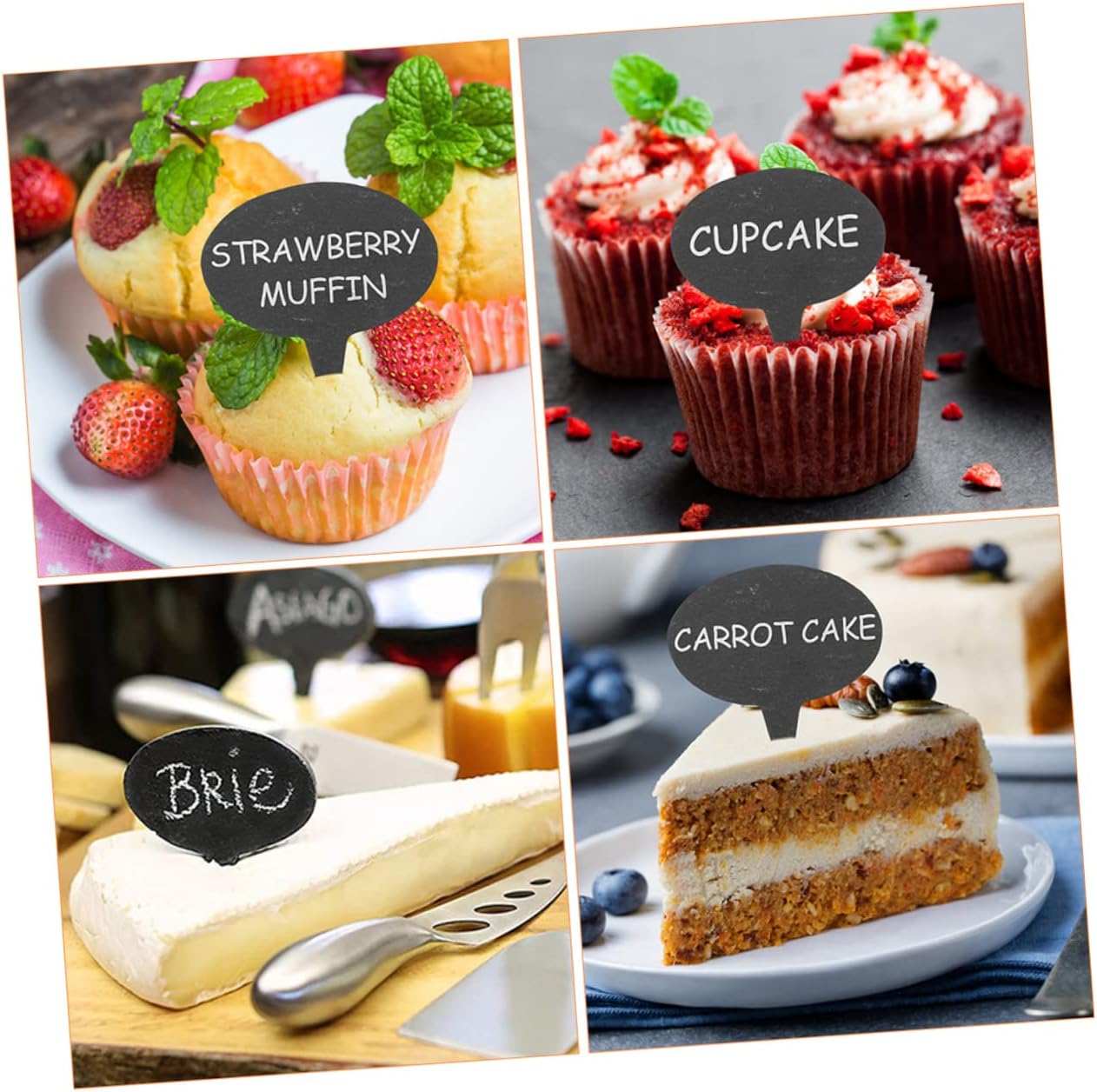 KICHOUSE Cheese Markers Food Markers for Party Buffet Reusable Cheese Board Accessory