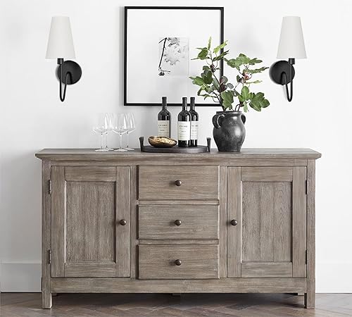 Miniatura 7 de Electro bp Lámpara de pared clásica de 1 sola cabeza, color negro con pantalla de tela de lino blanco crema E12 40W cableada (juego de 2)