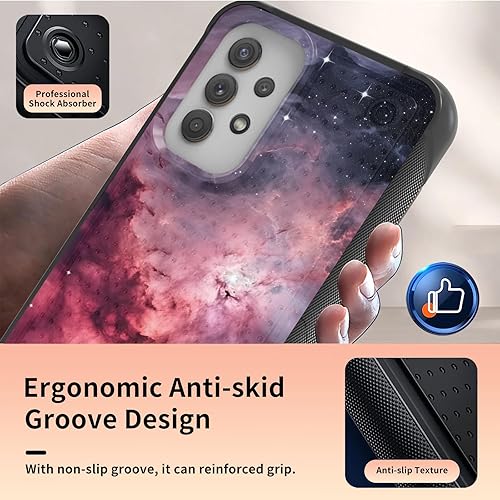 Miniatura 5 de Funda para Samsung Galaxy A13A04A04SA23A32 5G con protector de pantalla, parte trasera con textura de policarbonato duro, diseño de cielo estrellado