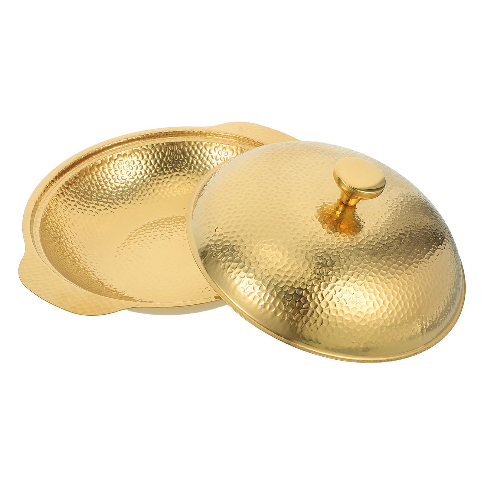 MAGICLULU Padella per Paella Fondo Piatto e Coperchio Doppia Maniglia in Acciaio Inossidabile con Design Martellato Distribuzione Calore Uniforme per Cene a Casa