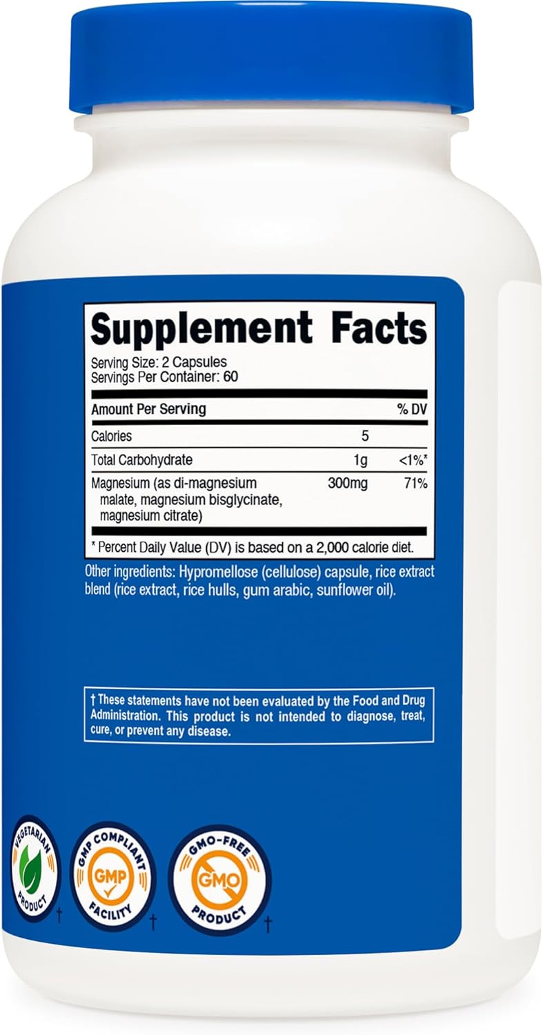 Nutricost Triple Magnesium Complex (300mg, 120 Capsules) - from Di-Magnesium Malate, Bisglycinate and Citrate, 60 Servings - Image 5