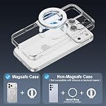 Phone Ring Holder for Magsafe Phone Grip iPhone 17 16 15 14 Air, Magnetic Cellphone Grip Finger Ring iPhone Kickstand for Magsafe Case Accessories Mag Car Mounts for Samsung S26 S25 S24, Sliver