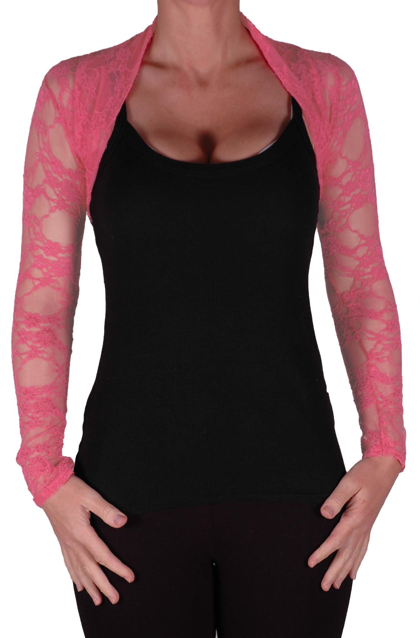 Eye Catch EyeCatchClothing - Mystique Fitted Evening Bolero Lace Shrug One Size Coral