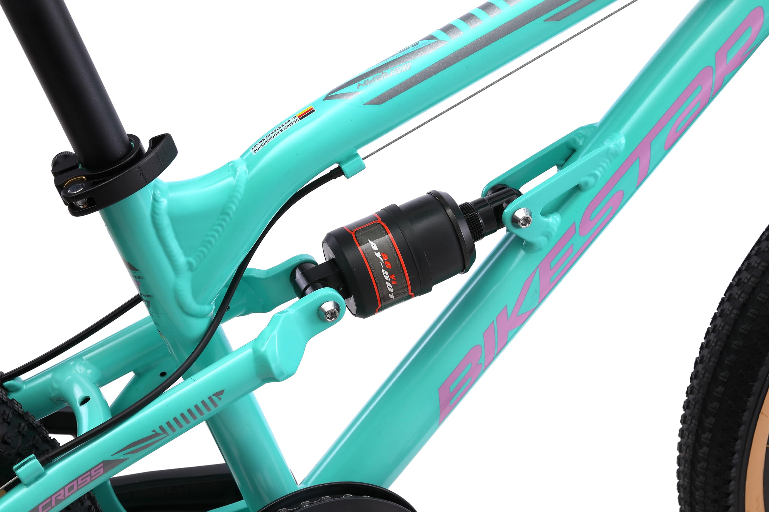 BIKESTAR VTT Vélo Tout Terrain Tout Suspendu pour Enfants de 6 Ans | Bicyclette 20 Pouces 7 Vitesses Shimano, Freins Disque