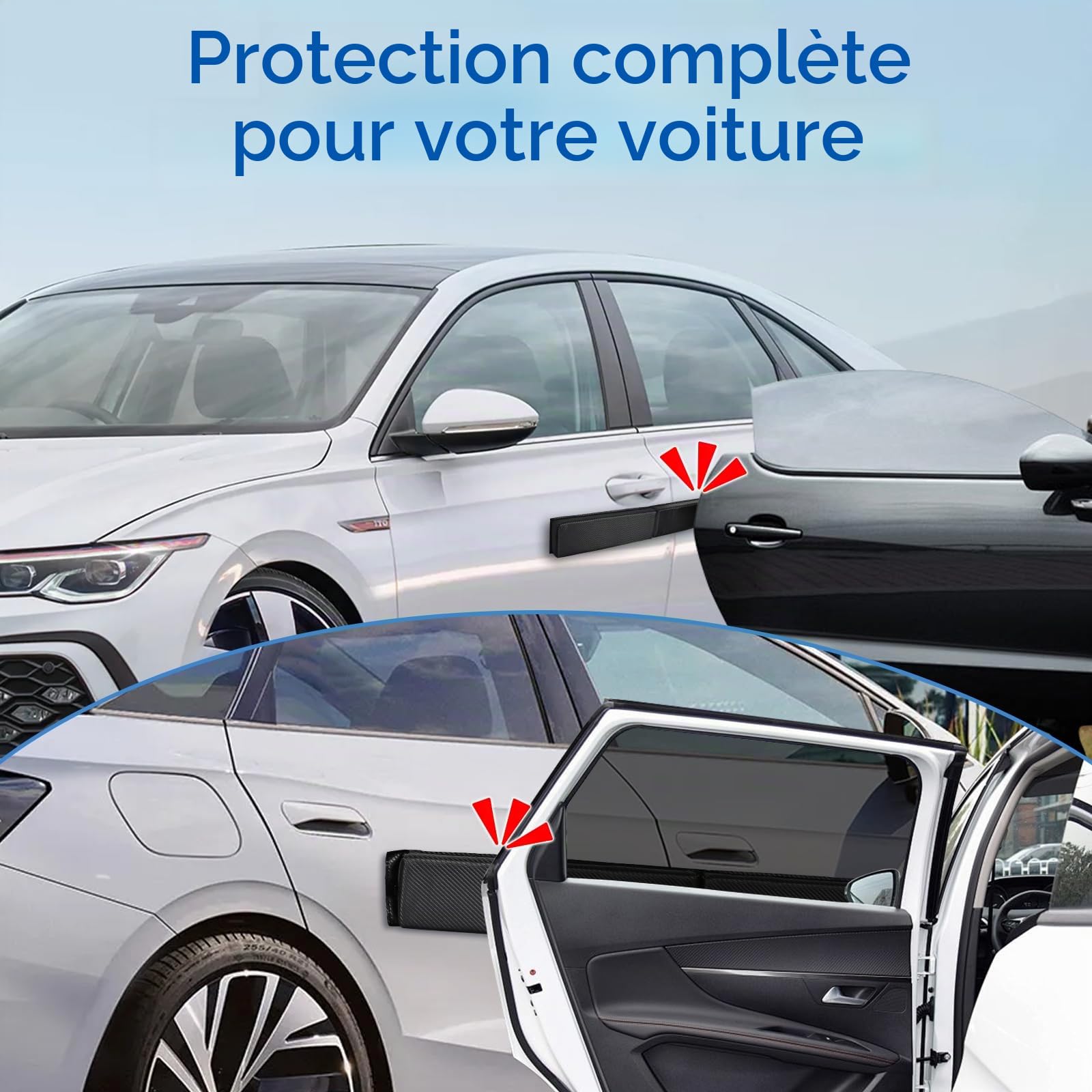 Hivexagon Protection magnétique pour Cadre de portière de Voiture - en Fibre de Carbone Vinyle Souple et Amovible - pour protéger Les encadrements de portières et Les Chocs - 80 cm (Noir)