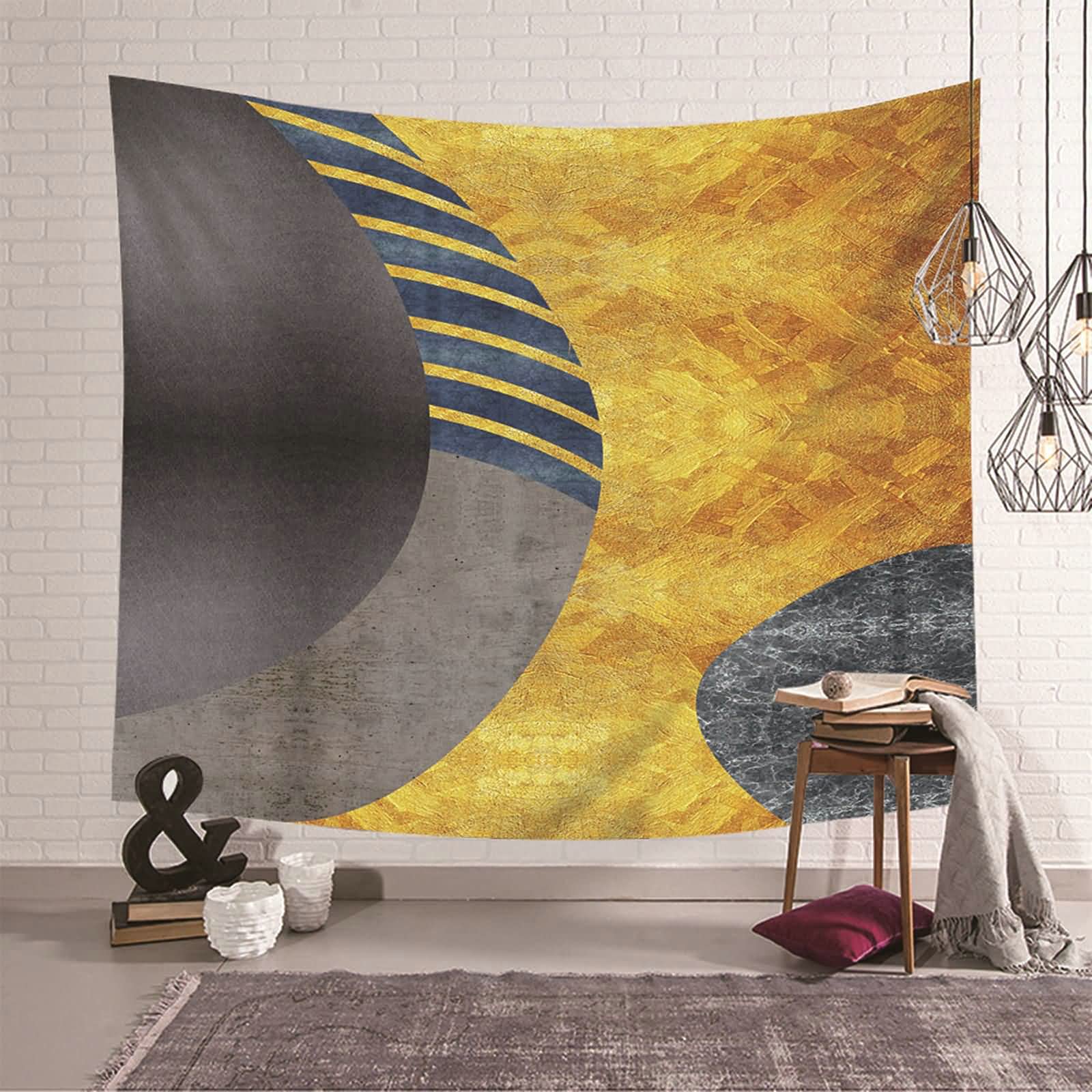 Tapiz de pared KnSam: soluciona las paredes vacías con diseño geométrico gris dorado