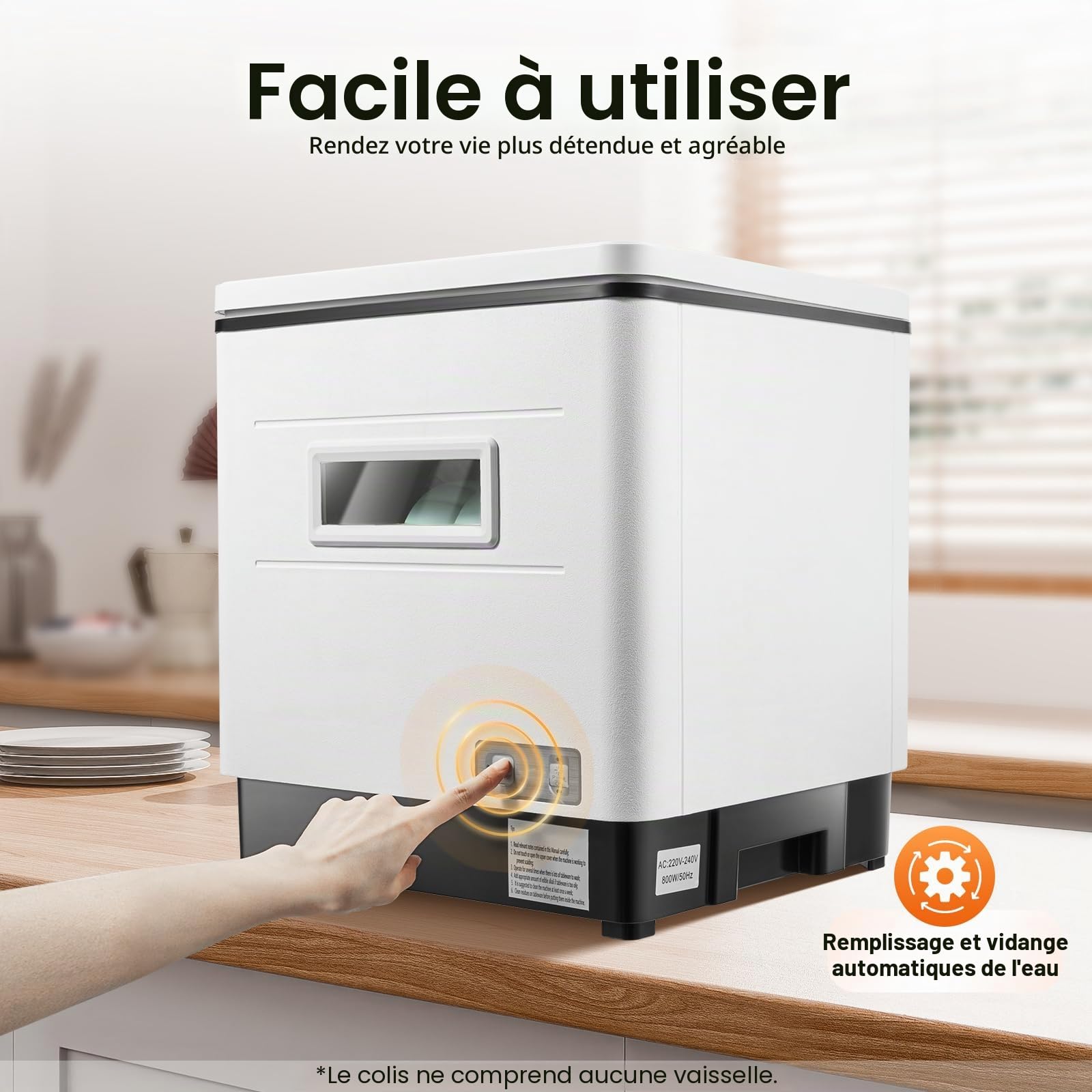 Lave-Vaisselle En Acier Inoxydable 60L Mini Lave-Vaisselle De Table Autonome Comme, Meuble De Rangement Et Meuble De Désinfection AC220-240V 800W 50Hz