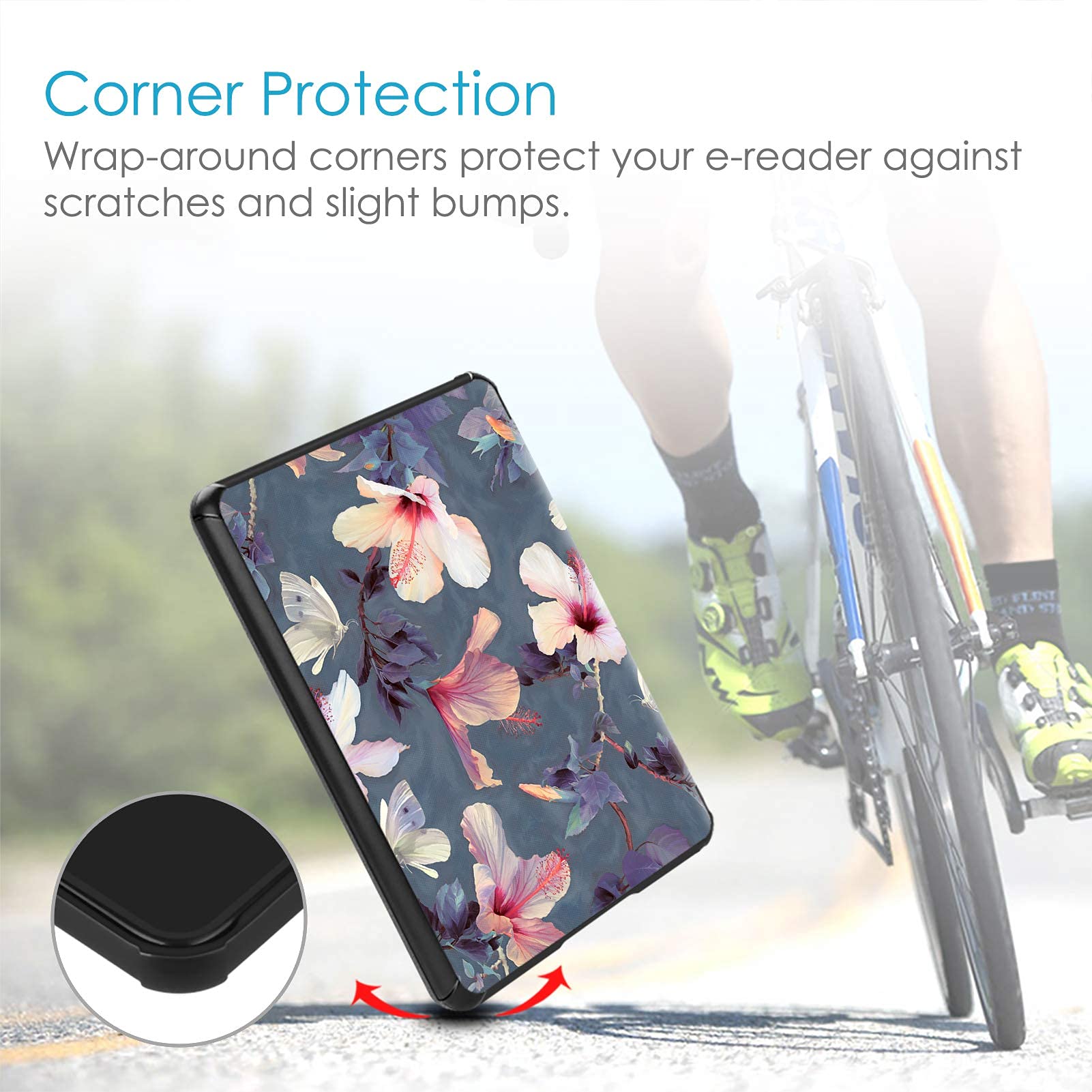 FINTIE Étui pour 6" Kindle Paperwhite 10ème Génération 2018 (Numéro de modèle: PQ94WIF) - Coque Léger avec Auto Réveil/Veille (n'est Pas pour 6" Kindle 10e Gén 2019 J9G29R), Hibiscus Fleurs