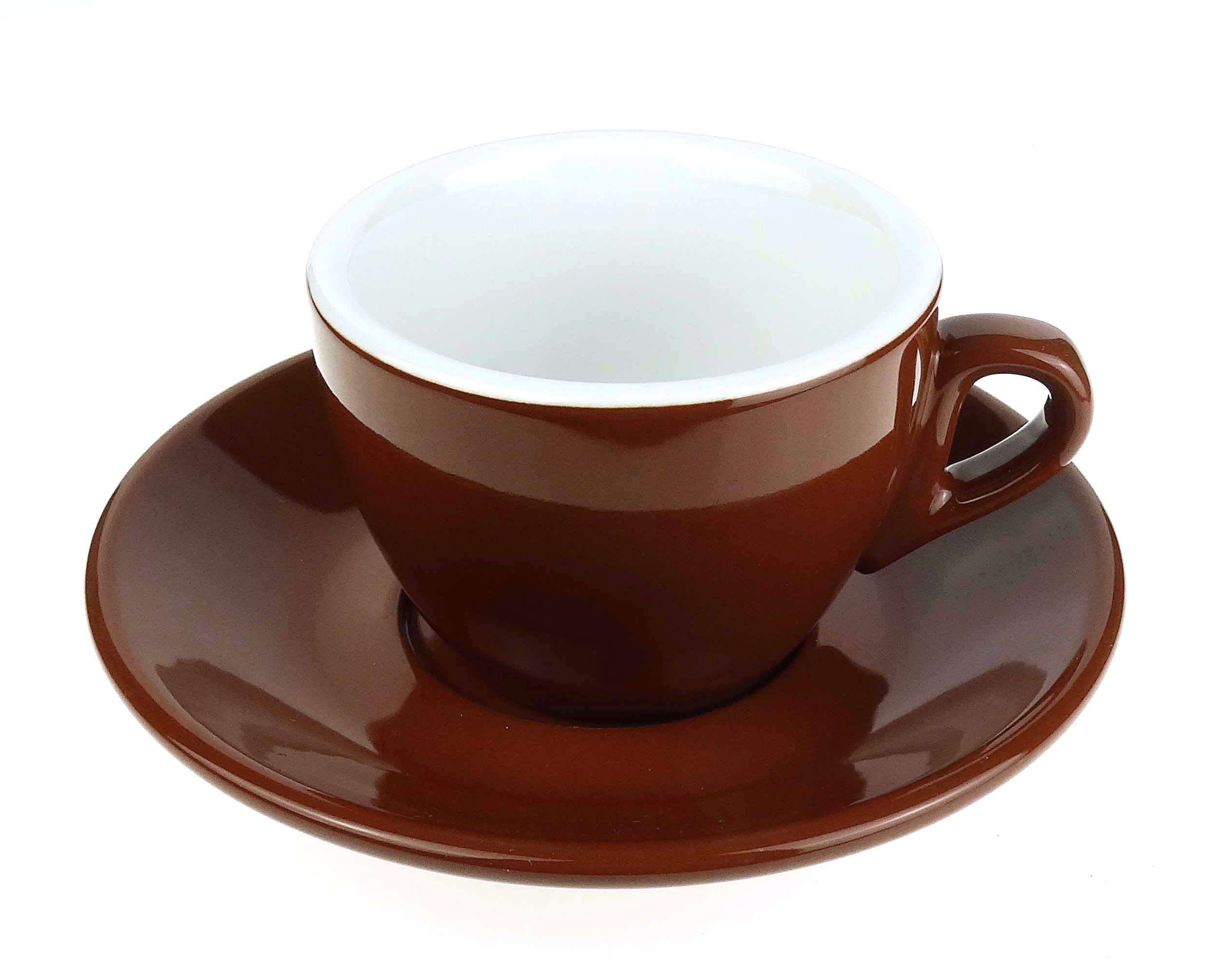 Nuova Point Kleine dickwandige Cappuccinotasse »Palermo« | mittelbraun | Füllmenge (bis zur Oberkante): 145 ml | 6 Tassen & 6 Untertassen