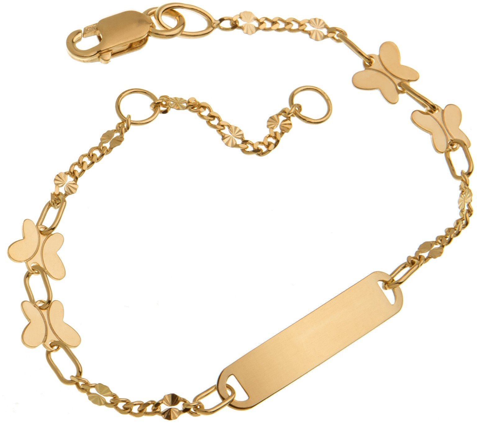 Silberketten Store Kinder/Baby Gravurarmband Butterfly - 375 Gelbgold - Länge wählbar von 12-16cm