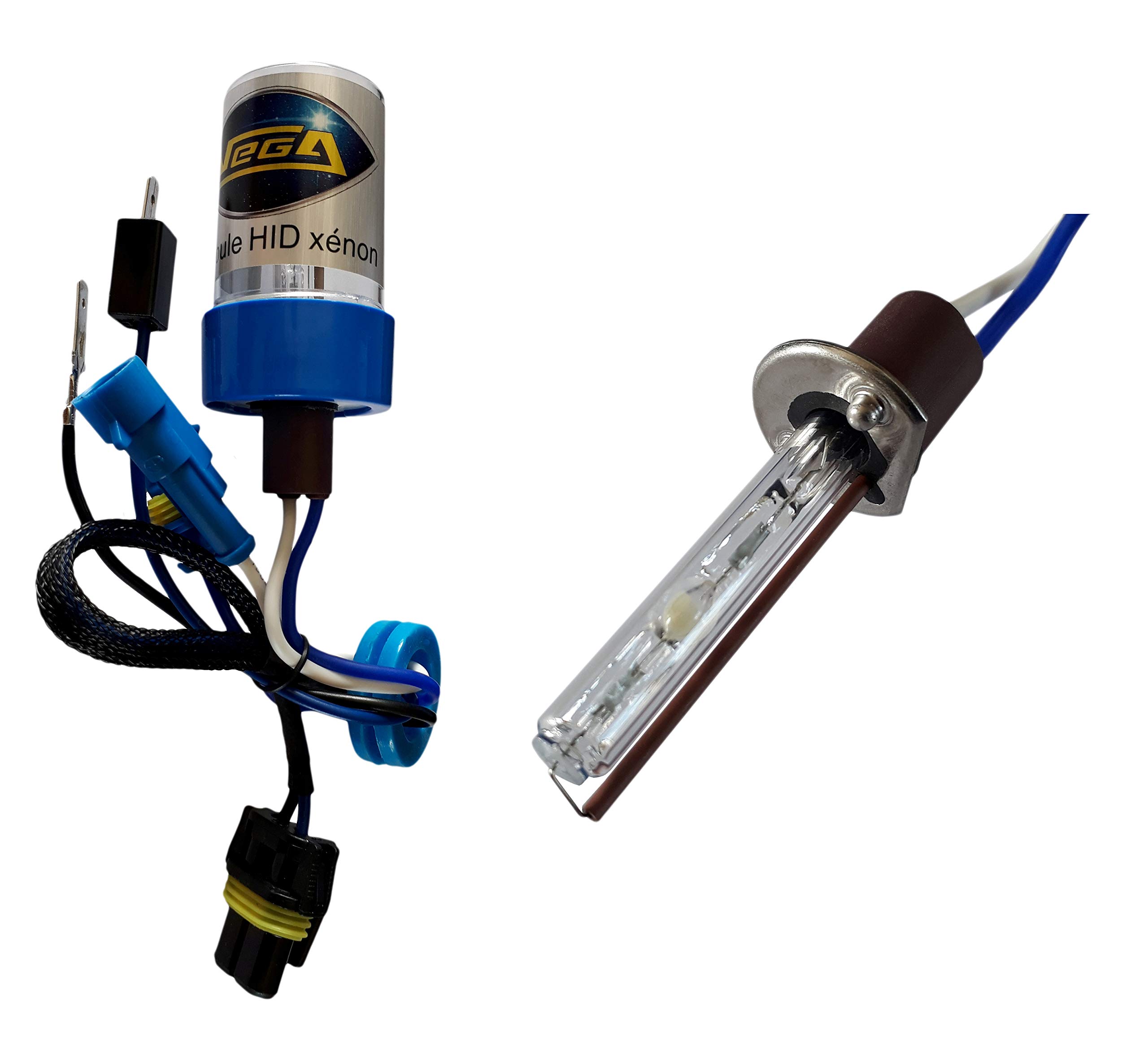 Vega - Kit HID Xenon marchio francese, H1 6000K, 55W, slim DSP AC, lampadine a base metallica